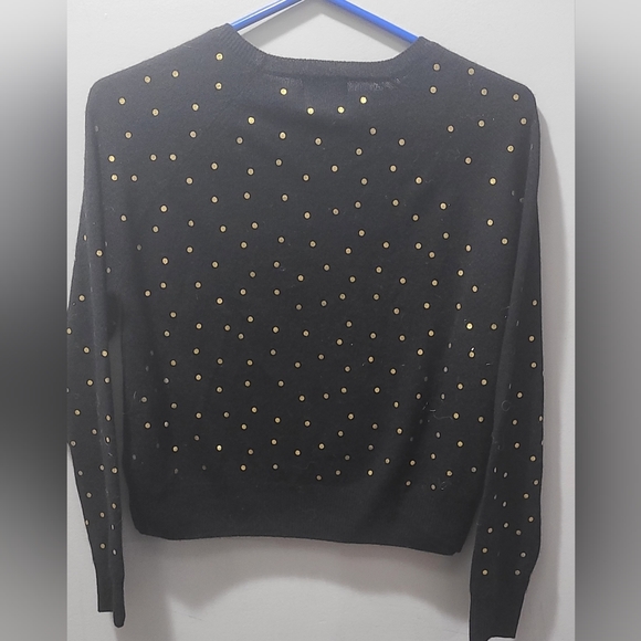 Black cashmere sweater with gold polka-dots. S - Picture 4 of 6